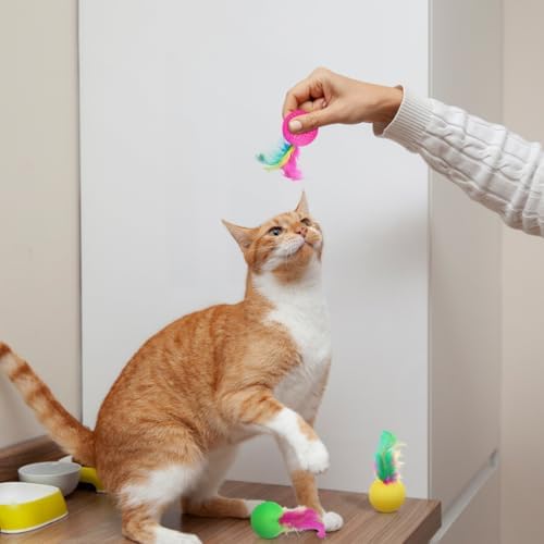 POPETPOP 24 Pcs Interactive Cat Toys Balls, Indoor Cat Balls