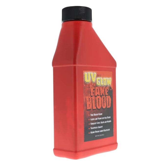 UV GLOW Fake Blood 16 Oz - GLOWS Under Blacklight SHAKE WELL