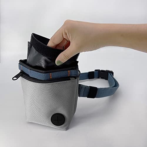 Dog Treat Pouch with Pet Training Clicker, Dog Training Treat Pouch Kit, Magnetic Closure, Hands-Free Training (Grey)