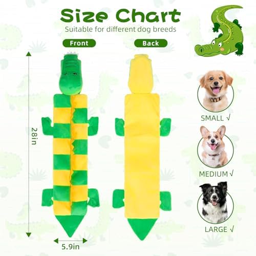 Mihachi Dog Squeaky Toys 16 Squeakers for Aggressive Chewers, Tough Interactive Tug of War Dog Toy-Squeaky Chew Toy for Small,Medium,Large Breed No Stuffing Crocodile Toy, Fun Long Toys 22.8 Inches