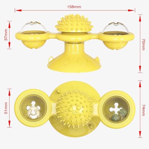 GBSYU Interactive Windmill Cat Toys with Catnip : Cat Toys for Indoor Cats Funny Kitten Toys with LED Light Ball Suction Cup‖Cat Nip Toy for Cat chew Exercise
