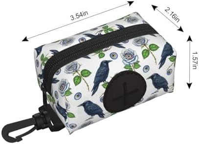 Dog Waste Bag Dispenser Trippy Eye Rose Crow Raven Bird Pet Poop Bags Holder for Doggie Waste Bags for Leash Accessory