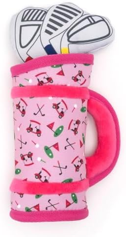 The Worthy Dog Icons Pattern Tough Plush Squeaky Dog Toy, Golf Bag