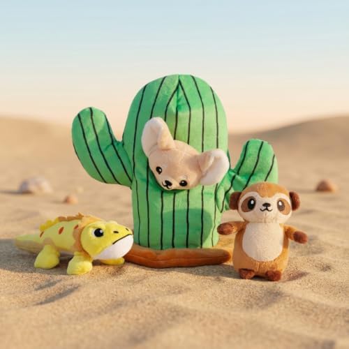 Hollypet Squeaky Hide and Seek Dog Toys for Small and Medium Dogs, Cactus