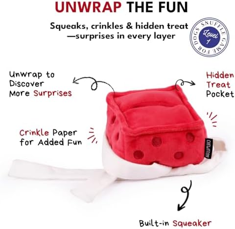 CHEWFFON Gift Box Snuffle Dog Toy, Interactive Treat Hiding Puzzle Toy