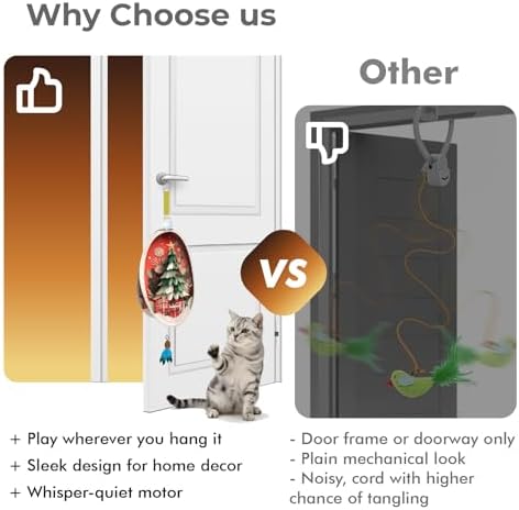 OtterVerz 11 Interactive Cat Toys for Indoor Cats, Automatic Concealed Hide and Seek Hanging Feather Cat Toy, Rechargeable Motion-Activated Enrichment Toys for Bored Adult Cats (Tree Pattern)