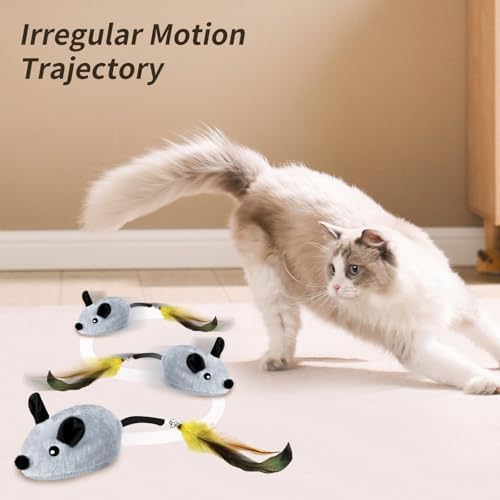 Interactive Cat Toys Mouse Rechargeable Auto-Move for Indoor Cat Gray