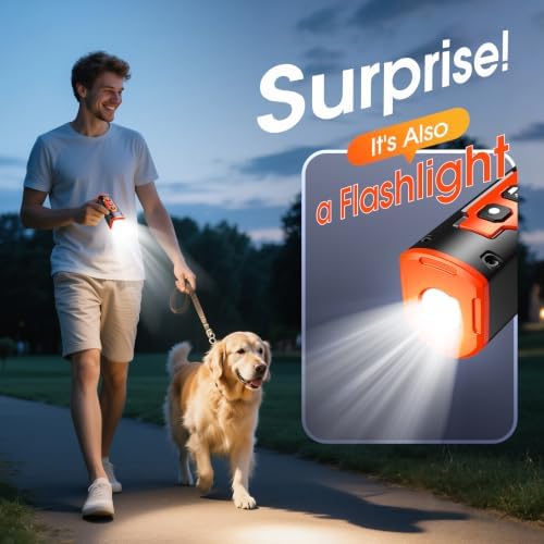 2026 New Dog Bark Deterrent Devices, 1-Touch Anti Barking Device for Dogs with 3 Sonic Heads, 50ft Range, Rechargeable & Safe Dog Training Tool with Flashlight, Helps Improve Behavior