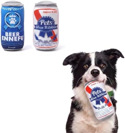 Cookies Beer Cola Whisky Orange-Juice Chips Stylish Squeaky Toys for Aggressive Chewers, Durable Squeak for Puppy Teething, Interactive Plush for Boredom and Anxiety Relief(Beer)