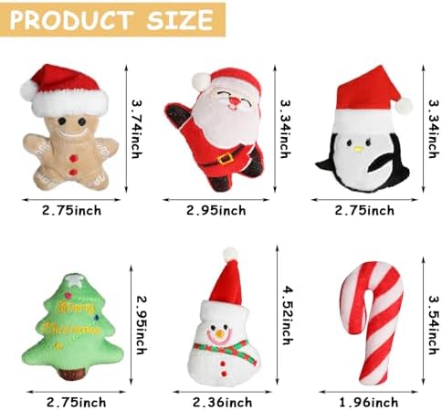 FOIMAS 6pcs Christmas Catnip Toys,Xmas Cat Toys Plush Santa Claus Snowman Tree Interactive Chew Bite Toys for Cat Kitten Indoor