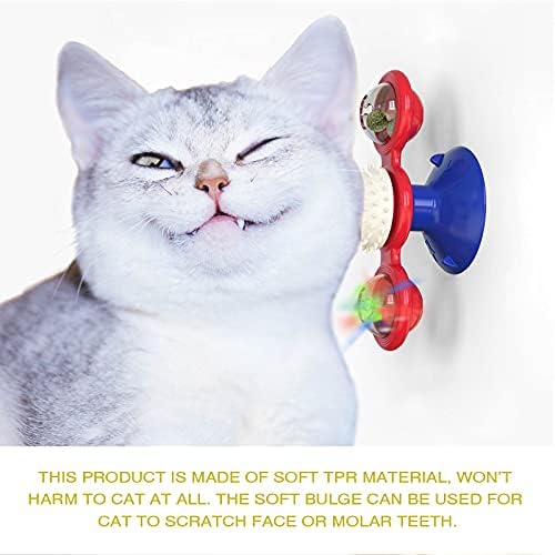 GBSYU Interactive Windmill Cat Toys with Catnip : Cat Toys for Indoor Cats Funny Kitten Toys with LED Light Ball Suction Cup‖Cat Nip Toy for Cat chew Exercise (Multi-Colored)