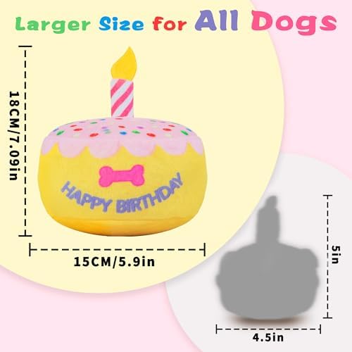 Dog Birthday Cake Toy, Larger Birthday Gift with Music Box