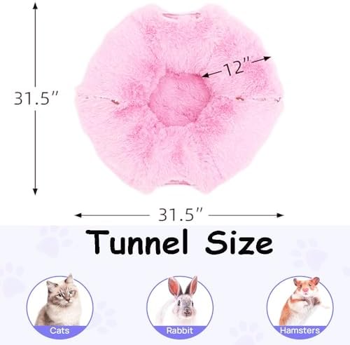 Cat Bed Tunnel Tube Toy Pink Plush