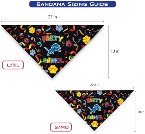 NFL Detroit Lions Pet Birthday Bandana, NFL Dog Birthday Party Set and Costume, Licensed Dog & Cat Birthday Party Scarf, Football Team Pet Outfit, Puppy Bday Accessory, Size Small/Medium