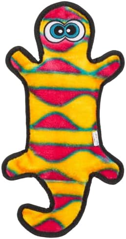 Outward Hound Durablez Large Gecko Stuffing-Free Squeaky Plush Dog Toy for Puppies & Dogs - Interactive, Soft Yet Tough, No Mess, Jumbo Squeaker, Long-Lasting Play, 17.5 inch, Orange