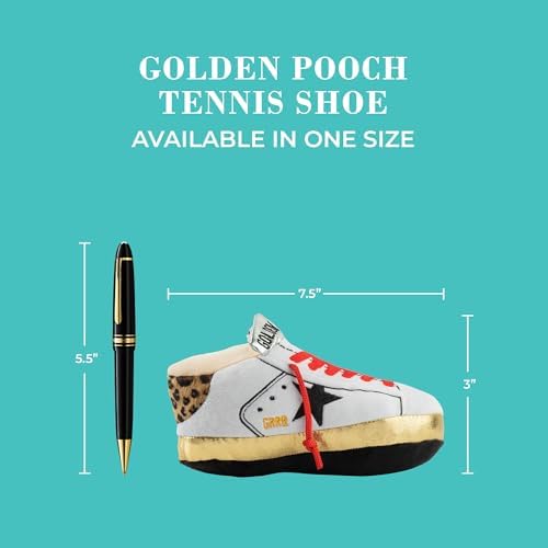 Haute Diggity Dog Golden Pooch Tennis Shoe Plush Dog Toy, Designer Parody