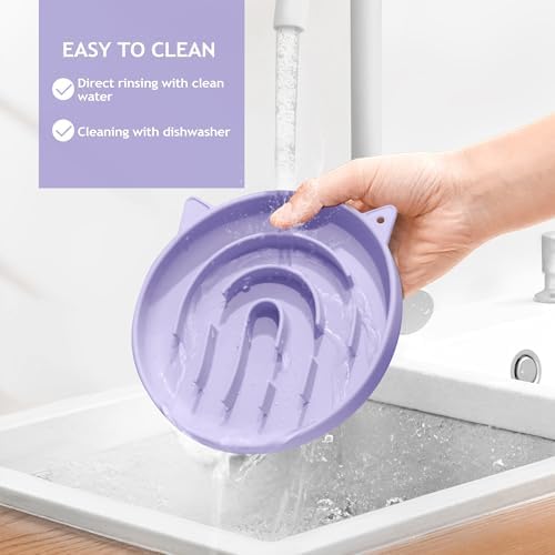 Coomazy Slow Feeder Cat Bowl Silicone Pet Puzzle Feeder for Slow Eating