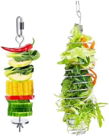 2 Pcs Rat Enrichment Toys - 304 Stainless Steel Rat Foraging Toy, Fruit & Vegetable Holder for Mice, Rats Cage Accessories Hanging Rodent Slow Feeder Puzzle Toy Parakeet Foraging Tool Rats Toys