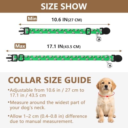 Cute Cartoon Pandas Poses Green Collar for Cats, 2 Pack Bell Collar for Small Dogs