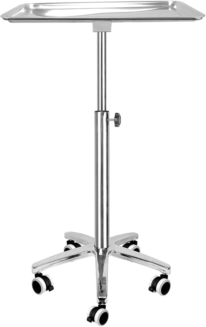 Premium Extra Large Salon Tray Medical Tray Mayo Stand with Brake Wheels