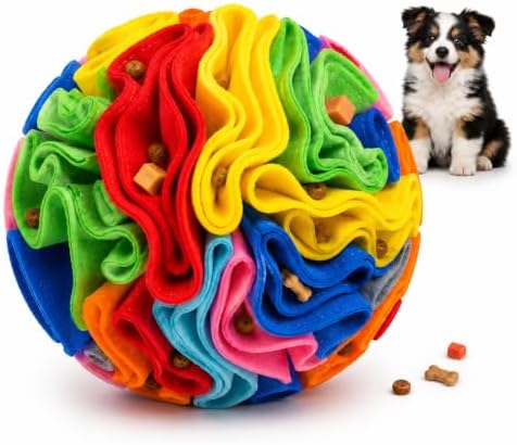 Snuffle Ball for Dogs, Interactive Dog Toy, Treat Puzzle Toy, Dog Enrichment Toy, Sniffing Ball, Nose Work Toy, Slow Feeder for Mental Stimulation, Reduces Boredom & Anxiety