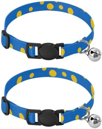 Yellow Blue Polka Dot Easy to Wear Kitten Collar 2 Pack Collars for Cats