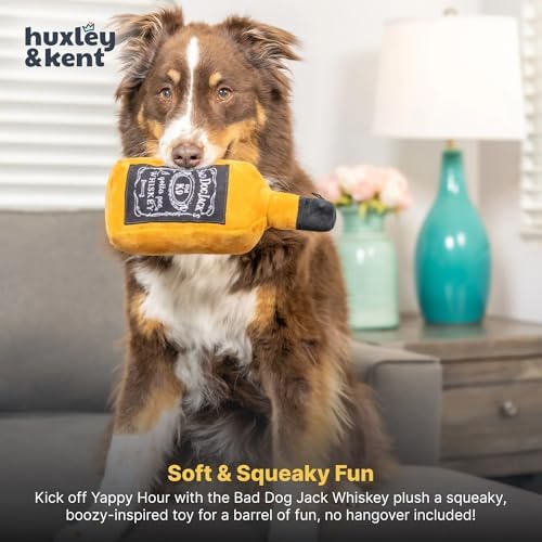 Huxley & Kent Power Plush Squeaky Dog Toy, Bad Dog Jack's Whiskey, Large