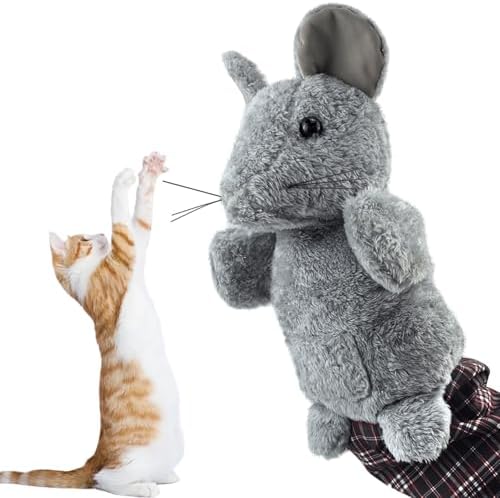 oyeftp Cat Wrestling Glove, Interactive Cat Toys for Fun Play, Thickened & Safe & Soft Cat Wrestling Glove Hand Puppets with Cats Teaser and Bell for Indoor Cats Exercise & Mental Stimulation