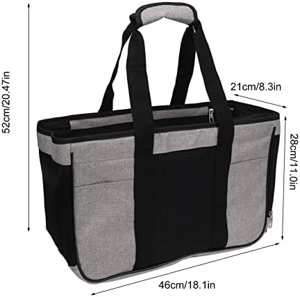 Breathable Cat Carrier with Roll - Up Door, Portable Soft Cat Travel Carrier for Small Cats and Puppies up to 7.5 kg, Oxford Cloth Pet Carrier with Double Zipper and (Grey with Black)