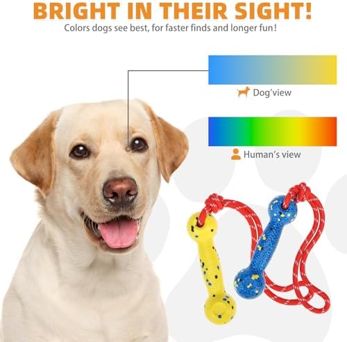 KOOLTAIL Floating Dog Pool Toys, Tough Interactive Water Fetch Bumpers with Durable Rope for Small Medium Large Dogs, 2 Pack Bright Dog Chew Toys Summer Outdoor Training Teething, Yellow&Blue