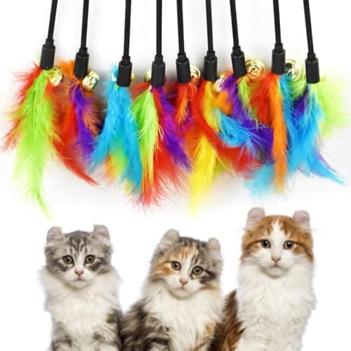 1Pc Colorful Pet Teaser Wand, Interactive Teaser Stick Teaser Toy Wand Interactive Teaser Wand Funny for Stick Catcher Wand Pet Interactive Cats Kitten Cat Feather Feather Toy