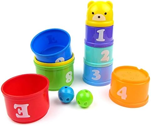 Hypeety Pet Bird Parrot Educational Stacking Cup Treat Toy Colorful Training Toy Intelligence Development Playing Training Toy for Macaw Budgies Parakeet Cockatoo