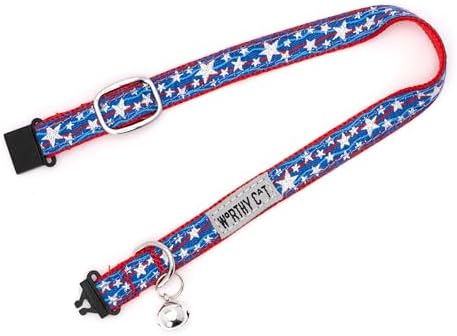 THE WORTHY DOG Summer Patterns, Breakaway Cat Collar, with Bell, Multi