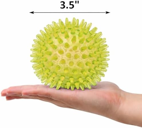 Cutie's PetBox Squeaky Rubber Spike Toy Ball for Medium, Large Dogs (3.5 Inch, Yellow)