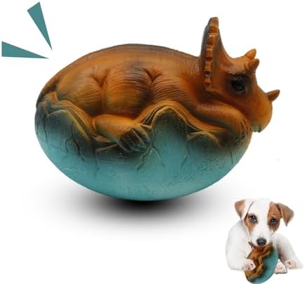 Squeaky Latex Dog Toys,Cute Dinosaur Egg Dog Squeaky Chew Toys for Training,Fetch Interactive Play for Small Medium Large Dogs,5.5inch