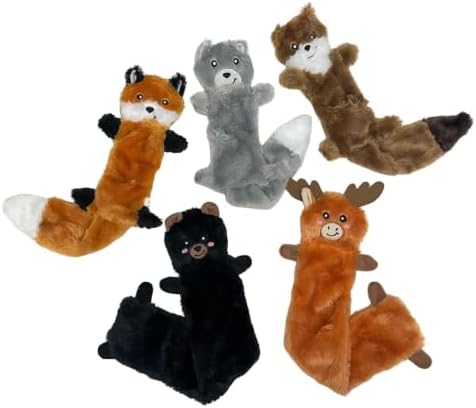 ZippyPaws Skinny Peltz - No Stuffing Dog Toys, 5-Pack, Woodland Variety