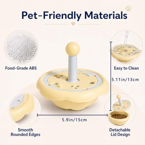 Cat Puzzle Feeder Toy, Adjustable Treat Dispenser, Yellow