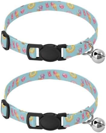 Colorful Cupcakes Puppy Collar 2 Pack Collar for Cats Adjustable Length 10.6" to 17.1"