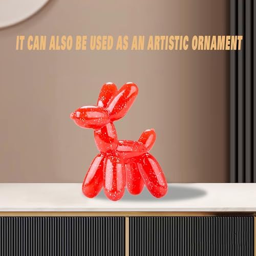 Durable Dog Chew Toy – Balloon Dog Shape, 6.14” for Medium & Large Dogs, Tough Plastic, Interactive Chew Toy for Boredom & Dental Health（Red）