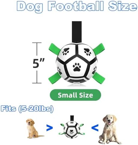 Dog Toys, Dog Soccer Ball with Straps for World Cup, Interactive Dog Balls for Small Breed, Dog Birthday, Herding Ball, Durable Toy for Puppy Outdoor Play (5 Inch)