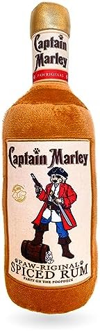 Bark Bros - Liquor Bottle Dog Toy - Plush Squeaky Dog Toys Funny Drink Parody - Alcohol Dog Toy - Dog Birthday Toy - Cute Dog Toys - Puppy Gifts - Puppy Stuff - Dog Stuff (Large, Captain Marley)