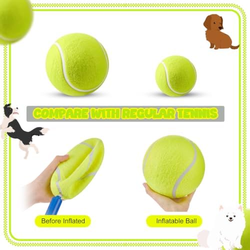 Sratte 6 Pieces Giant Large Tennis Ball for Dogs 6'' Inflatable Large Dog Toy Balls for Indoor Outdoor Training Playing Sports (Fluorescent Green)