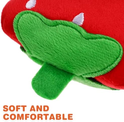 POPETPOP 2Pcs Dog Plush Squeaky Toys - Soft Strawberry Shape Interactive Puppy Chew Toy Stuffed Strawberry for Dogs Teething, Playing, Chewing for Holiday Christmas