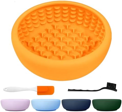 Dog Slow Feeder Licking Bowl,Freezeable Anxiety Relief Treat Dispenser, Non-Slip Anti-chocking Pet Dish,Entertainment Interactive Puzzle Toy for Small Medium Breed, BPA Free Silicone Dishwasher Safe