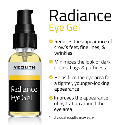 YEOUTH Under Eye Gel with Hyaluronic Acid, Skin Care Targets The Appearance of Puffiness, Dark Circles & Under Eye Bags, Revitalizing Hydrating Skincare 1oz
