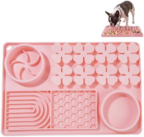 MewaJump Slow Feeder Bowl, 4 in 1 Silicone Lick Mat with Suction Cups for Dog Cat, Snuffle Mat for Pet Smell Training, Puzzle Toys Interactive Sniff Mat for Slow Eating