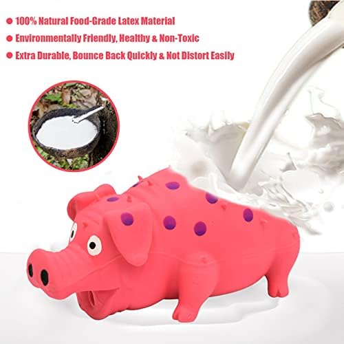 Pig Squeaky Dog Toy, 2 PCS Interactive Rubber Dog Chew Toy - Durable Latex Spot Grunting Pig Toys that Oink for Small Medium Large Dogs (Yellow, Pink)