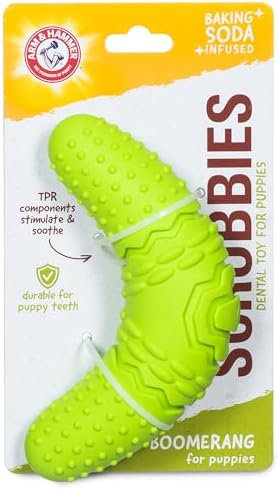 Arm & Hammer Scrubbies Boomerang Dental Chew Toy, Puppy, Large, 7 in