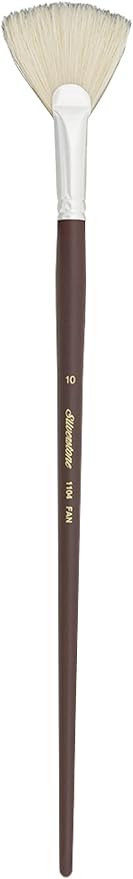 Silver Brush Limited 1104, Silverstone Fan Brush, Oil Paintbrush, Size 10, Long Handle