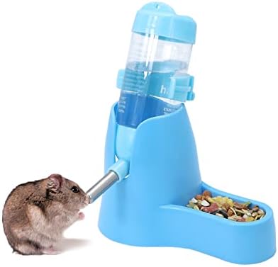 Wontee 3 in 1 Hamster Water Bottle with Food Bowl Hideout Base, 80ML, Blue